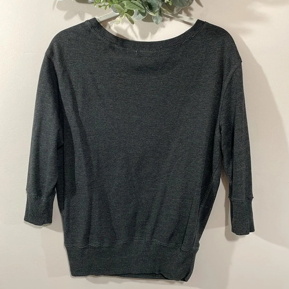 Aerie 3/4 Sleeve Embroidered Embellished Lightweight Gray Pocket Sweatsh… - Picture 5 of 16